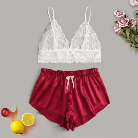 

QAZXD Lingerie for Women Lace Babydoll Sexy Wireless Charm Bodysuit（Red，XL）