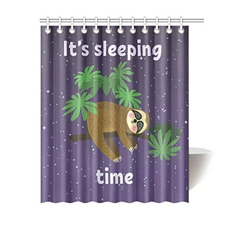 Mkhert Sleeping Sloth Shower Curtain Bath Curtain Waterproof