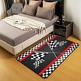 thumbnail image 5 of Race Car Rug 5x6.5' Black White Checkered Non-Slip Washable Indoor Outdoor Carpe, 5 of 7