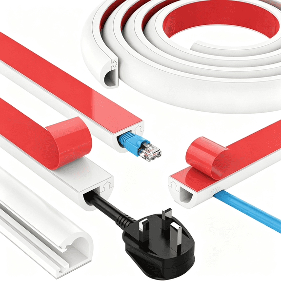 GJX 118In Wall Cord Hider,Silicone Self Adhesive Cable Hider Cord Cover,Flexible Wire Covers for Cords Cable Cover Cable Concealer for Wires W0.59” H0.39” White