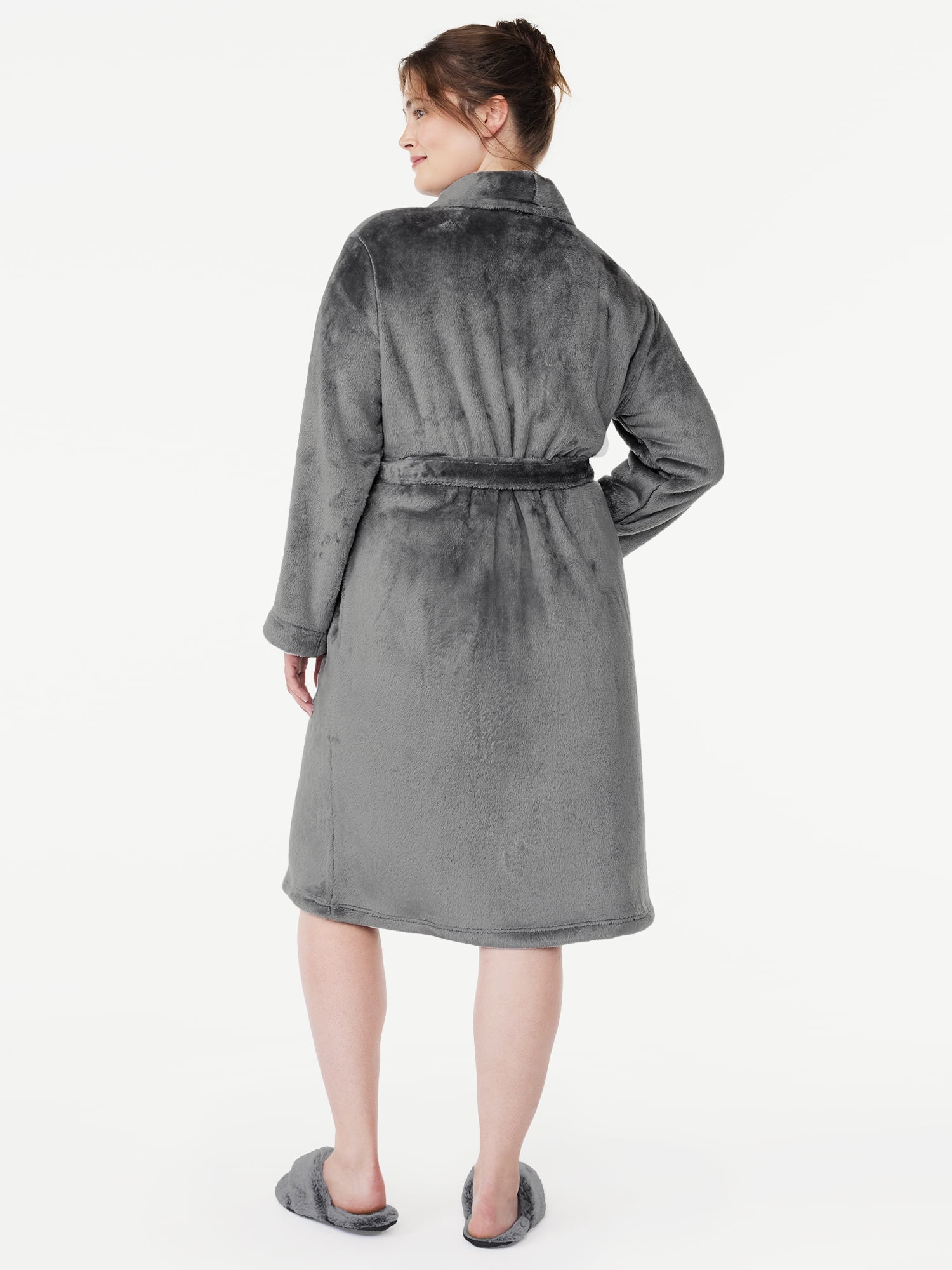 Joyspun Women's Plush Sleep Robe, Size S to 3X