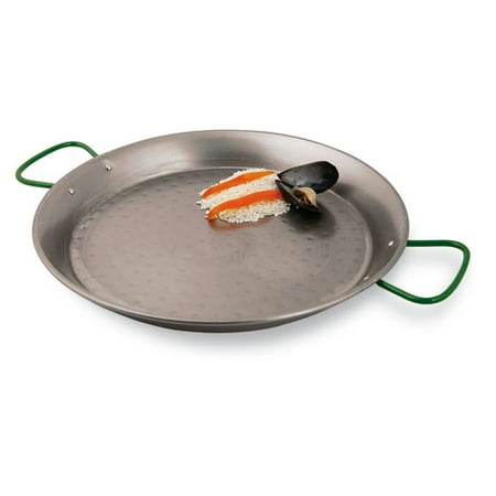 World Cuisine Stainless Steel Paella Pan - Paderno World Cuisine Paella Pan, Polished Carbon Steel, DIA 18 1/2