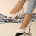 thumbnail image 2 of Modisza Women's Dress Low Heel Pumps Shoes Comfortable Walking Slip on Work Sandals Summer Pointed Toe Heeled Stiletto Beige size 6, 2 of 8