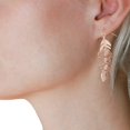 thumbnail image 4 of Floating Feathers Dangle Earrings - Long Hanging Metal Link Leaf Drops by Humble Chic NY, Rose Gold-Tone, Pink, 4 of 4