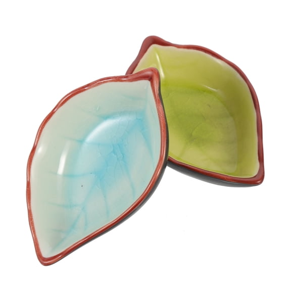 LEORX Assorted Color Ceramic Sauce Cups Dipping Bowls and Pen Washing Plate for Storage 2Pcs