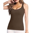 thumbnail image 2 of Endives Women's Camisole Top Lace Trim Sleeveless Tank Top Base Layer Daily Wear Inner Wear Coffee, 2 of 5