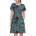 thumbnail image 1 of Easygdp Snake And Rose para Vestido Transpirable de Mujer, Vestido Suelto de Manga Corta con Pliegues y Bolsillos para el Verano, 1 of 6