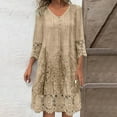 thumbnail image 1 of Ovzne Robes pour Femmes 2025 Robe pour Femme Mode pour Femmes Printemps/été Robe à Col en V Imprimée à Manches en Dentelle Robe pour Femmes à Manches Longues Imprimée Liquidation, 1 of 6