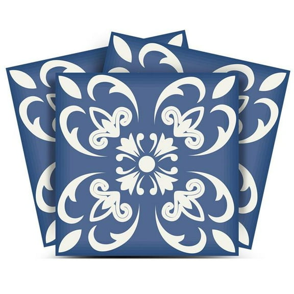 HomeRoots 556411 12 x 12 in. Wedgwood Blue & White Peel & Stick Removable Tiles