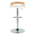 thumbnail image 6 of LumiSource Chrome Metal, Zebra Wood, White PU Grotto Adjustable Barstool - Set of 2, 6 of 9