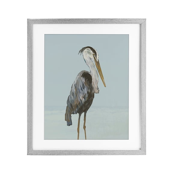 Stupell Industries Rustic Lodge Coastal Pelican Muted Blue Gray Framed Print Under Glass, 13 x 16, by Julie DeRice