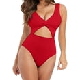 thumbnail image 1 of Aayomet Swim Suit Bathing Suits Twist Front Cutout Adjustable Straps Ruched Swimwear,Red M, 1 of 4