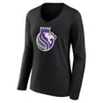 thumbnail image 2 of Women's Black Sacramento Kings Alternate Logo V-Neck Long Sleeve T-Shirt, 2 of 3