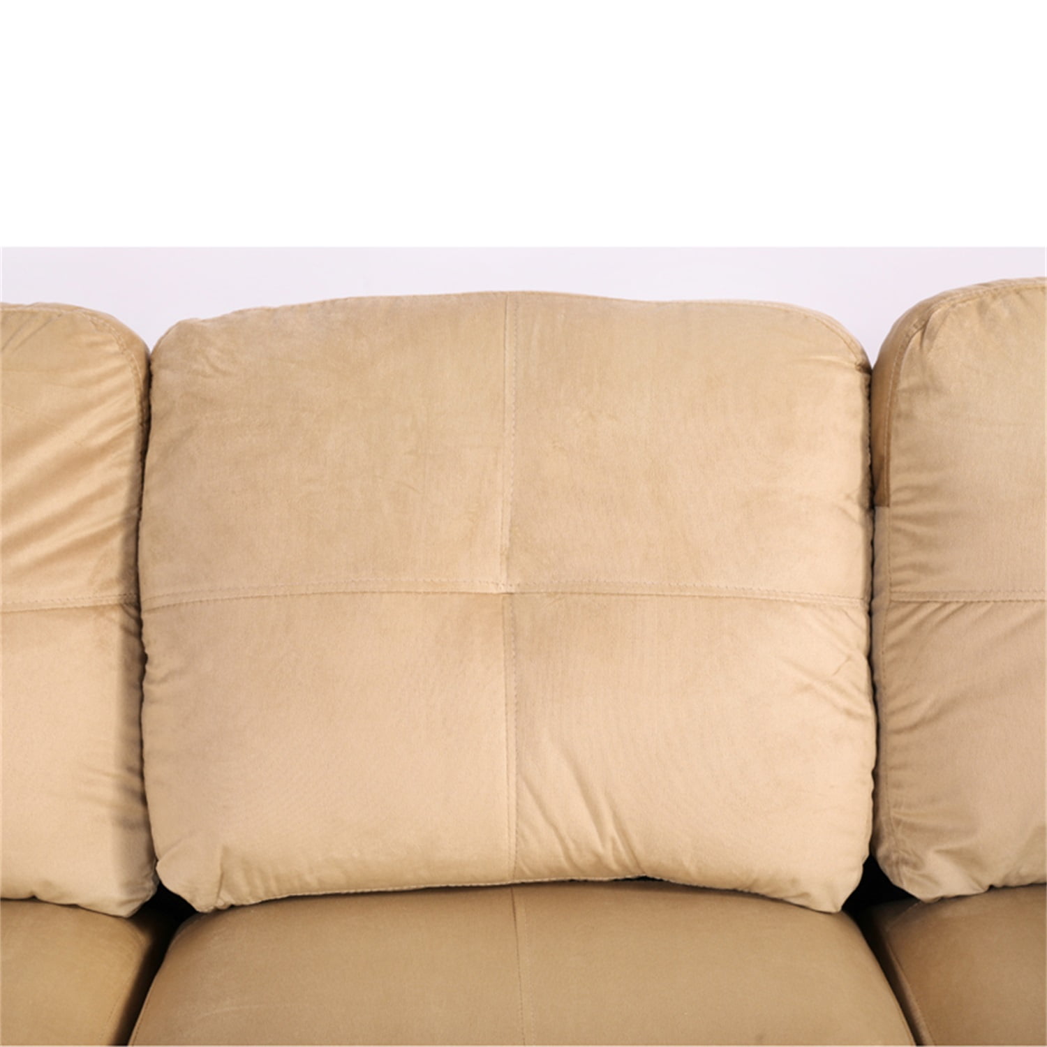 Hommoo Lint&PVC L Shaped Sectional Sofa, Sectional Couch Sofa, Modern Living Room Furniture Sets, Beige and Brown(No Ottoman)