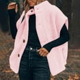 thumbnail image 2 of Htigea Womens Fleece Vest Casual Sleeveless Jackets Sherpa Button Down Stand Collar Coats with Pockets Pink M, 2 of 9