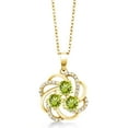 thumbnail image 2 of Gem Stone King 1.97 Ct Round Green Peridot 18K Yellow Gold Plated Silver Pendant, 2 of 5