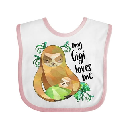 

Inktastic My Gigi Loves Me Cute Sloth and Baby Gift Baby Boy or Baby Girl Bib