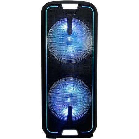 Gemini GSX-L2515BTB Dual 15 in. Dynamic Woofer Rechargeable Speaker with LED Lights And Bluetooth