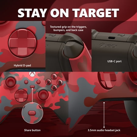MICROSOFT XBOX WIRELESS CONTROLLER – DAYSTRIKE CAMO – FOR XBOX SERIES X|S, XBOX ONE, PCS, AND CLOUD-ENABLED DEVICES