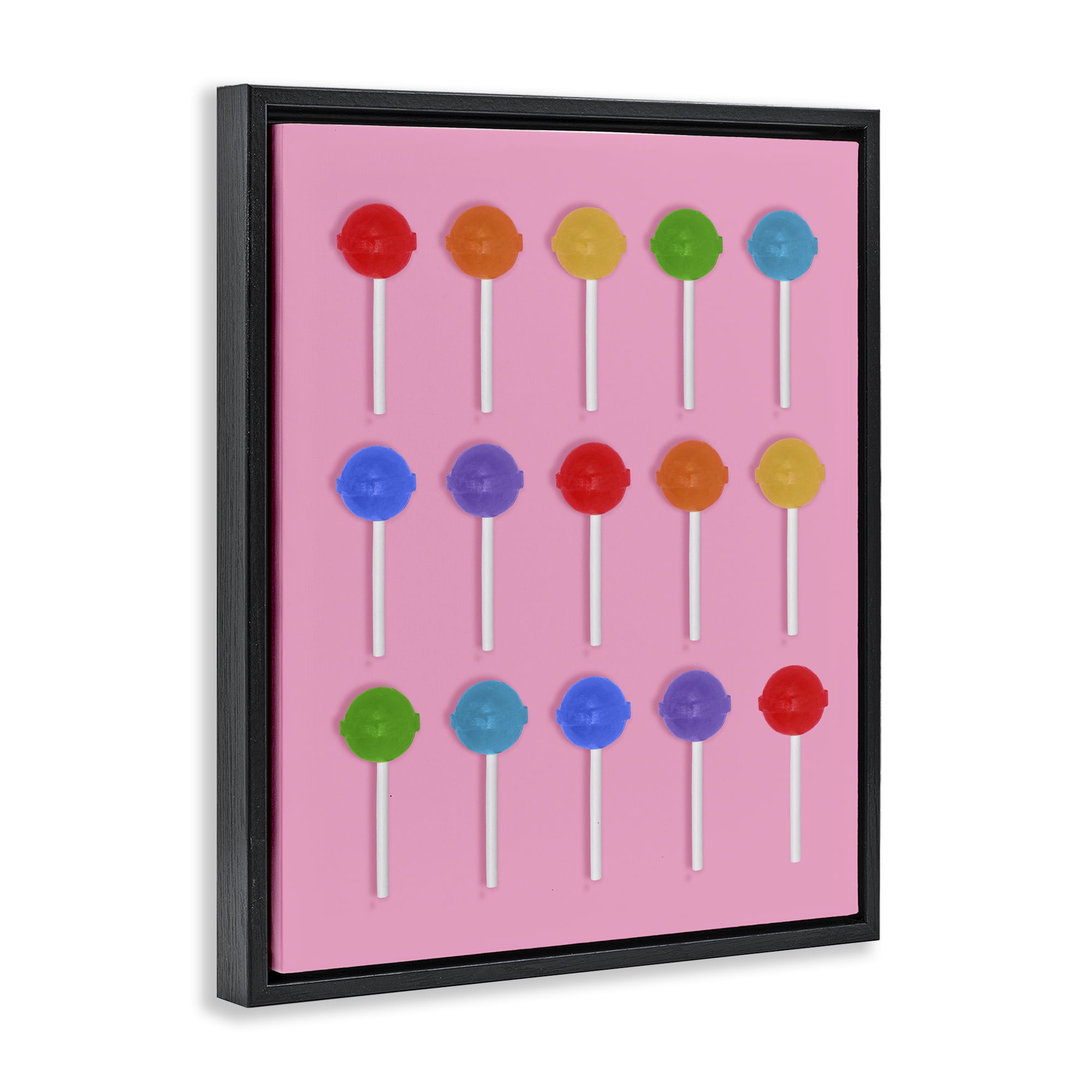 Stupell Industries Rainbow Lollipop Grid Black Framed Floater Canvas Wall Art, design by LISH Creative
