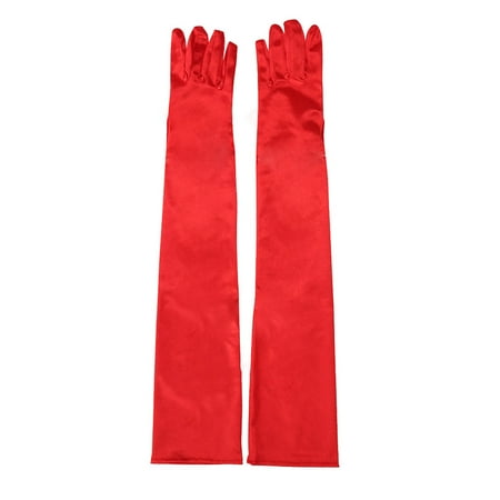 

UDIYO 1 Pair Wedding Gloves Super Soft Elastic Fade-Resistant Washable Vivid Color Decorative Satin Women Elbow Length Evening Party Long Gloves for Girl