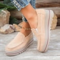 thumbnail image 3 of CushHide Womens Khaki Platform Loafers Slip On Suede Dress Shoes Comfortable Casual Work Flats with Thick Sole Easy Wear Footwear, 3 of 11