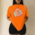 thumbnail image 3 of Playera Blusa De Capybara Recostado Bebiendo Soda Capibara Ropa De Mujer Color Anaranjado Talla Grande Marca Emil SaEs, 3 of 4