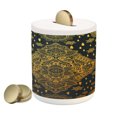 thumbnail image 1 of Mandala Piggy Bank, Bohemian Paisley Ornament Tattoo Vintage Design Print, Ceramic Coin Bank Money Box for Cash Saving, 3.6" X 3.2", Charcoal Grey Mustard, by Ambesonne, 1 of 4