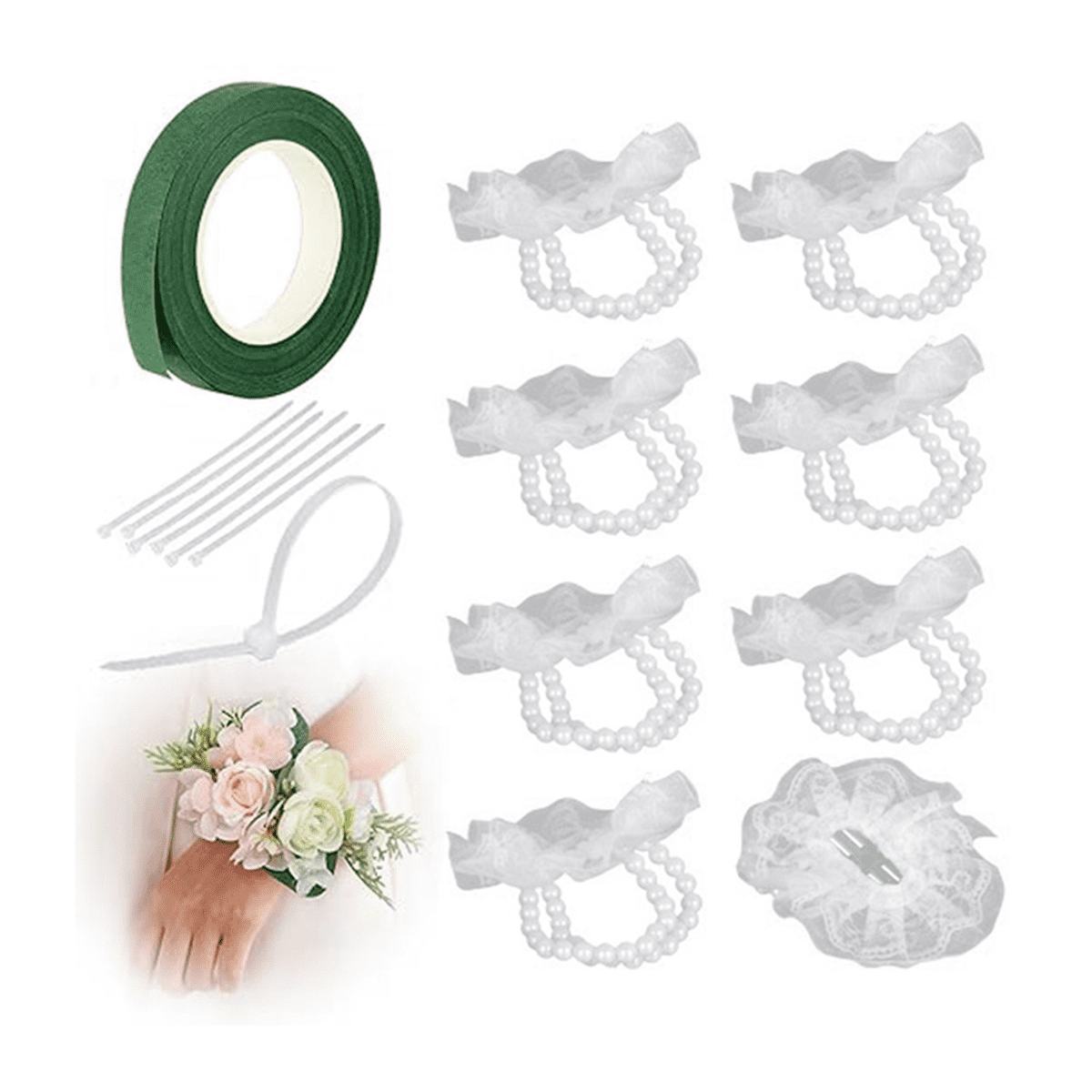 Corsage Bracelet Mariage Dentelle Flower Wrist Corsage Lace Ribbon