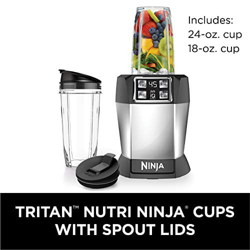 2 SharkNinja 24 and 1 16oz Cups with Spout Lids Certified Refurbished BL2013 Nutri Ninja Countertop Blender with 1600-Watt Auto-iQ Boost Base with 88oz Total Crushing Pitcher, 