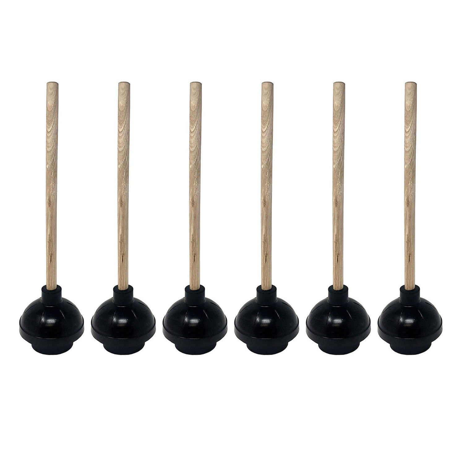 Toilet Plungers Double Thrust Force Cup Suction Heavy Duty Long Wooden