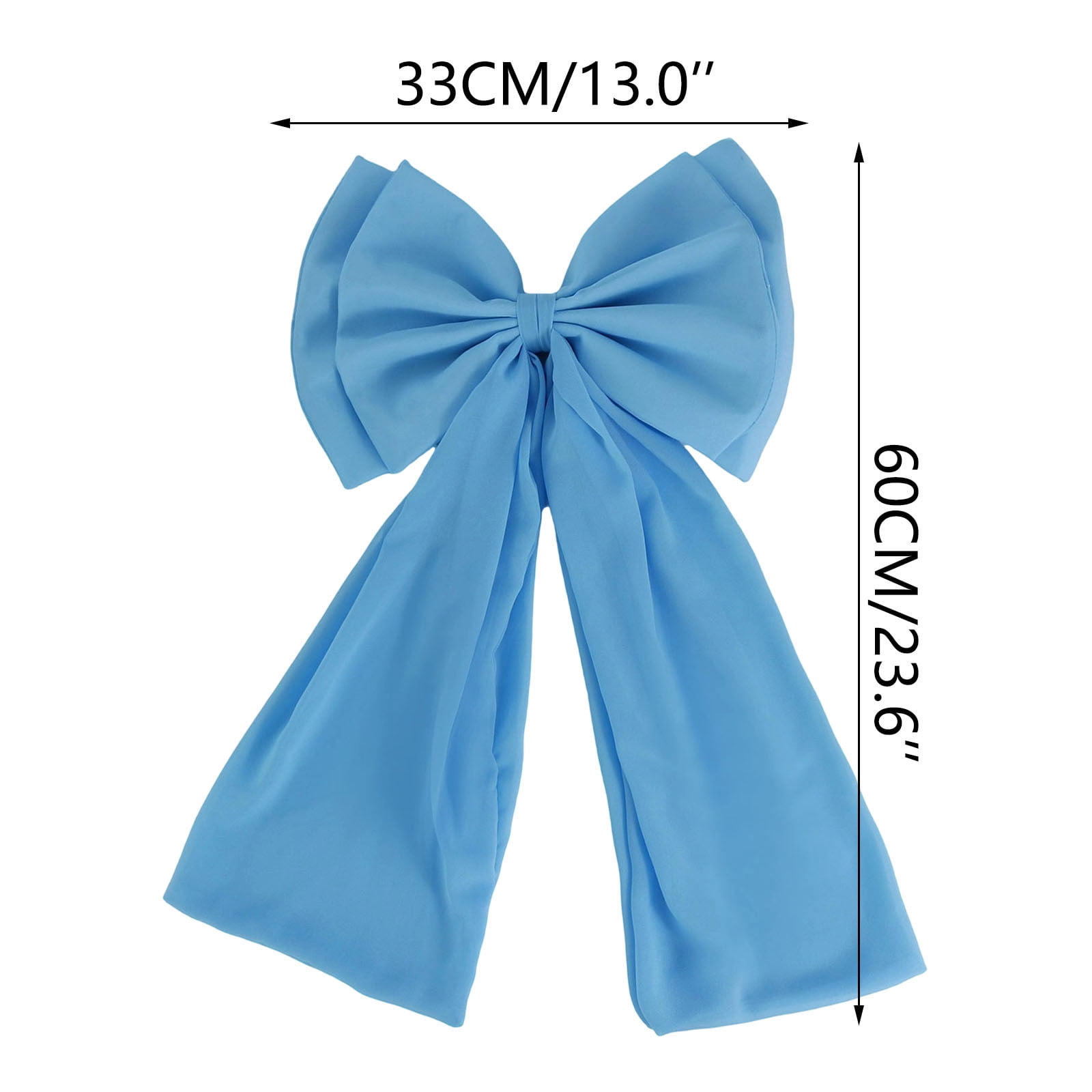 Blue Festive Oversized Bow With Double Layer Design For Christmas Tree Or Banister Decoration Chiffon Material Hanging Ornament