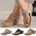 thumbnail image 2 of Gnshining Summer Wedge Shoes for Women Skidproof Flat Shoes Arch Support Thong Shoes Thick Sole Beach Shoes Soft-Soled Walking Work Shoes, 2 of 4