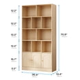 thumbnail image 3 of 4-Tier Tall Bookshelf with 3 Doors, 71" Open Shelf Bookcase with 10 Cubes, Modern Cube Storage Organizer for Living Room, and Office, Oak, 3 of 10