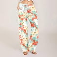 thumbnail image 2 of Women's Casual Pants High Waist Straight Leg Comfortable Pants With Drawstring Floral Print For Daily Wear Vacation Spring Summer Fall Womens plus Size Pants Casual Work Womens Striped Pants Casual, 2 of 5