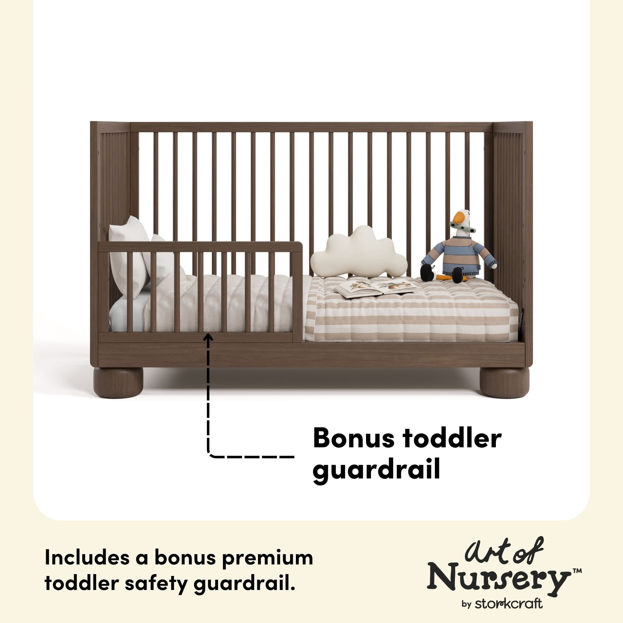 Storkcraft Sorrento 3-in-1 Convertible Crib with Bonus Toddler Guardrail - Hazelnut