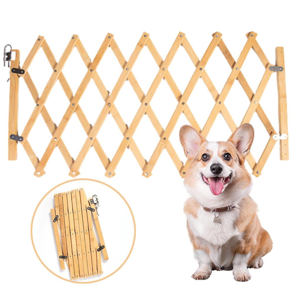 Bamboo Alloy Foldable Pet Gate, Retractable Dog Barrier for Indoor Outdoor, 110cm