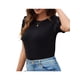thumbnail image 3 of Txlixc Camiseta de Mujer, Cuello Redondo Manga Corta Patchwork Verano Slim Fit Tops para Casual Diario Txlixc Estilo de ocio, 3 of 9