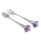 thumbnail image 3 of Juego de 2 cucharas y tenedores de acero inoxidable decorados con diamantes de color morado, 3 of 7