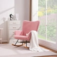 thumbnail image 5 of VECELO Nursery Rocking Chair, Teddy Fabric Upholstered Glider Rocker with High Backrest, Modern Rocking Accent Chairs Comfy Side Chair for Nursery, Bedroom, Living Room, Pink, 5 of 8