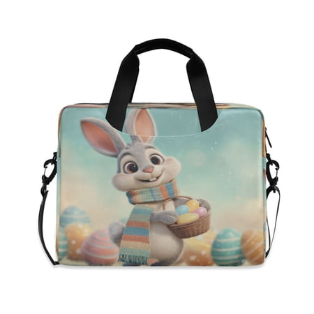 16 Laptop Briefcase for Work Travel Laptop Shoulder Bag Carrying Handbag Laptop Case Easter Bunny with Scarf
