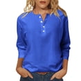 thumbnail image 1 of Camiseta informal holgada de cuello redondo y manga 3/4 para mujer - Top largo de color liso, blusa de algodón transpirable, tallas S-XXL, 1 of 5