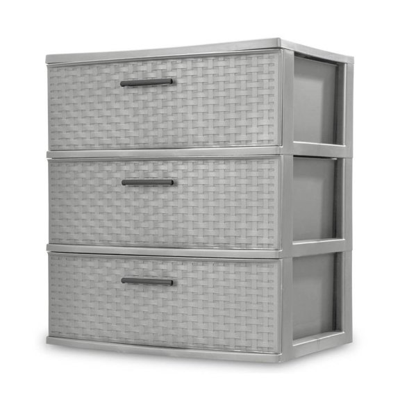 Cajonera Sterilite con 3 Cajones Grandes Diseño Tejida Gris