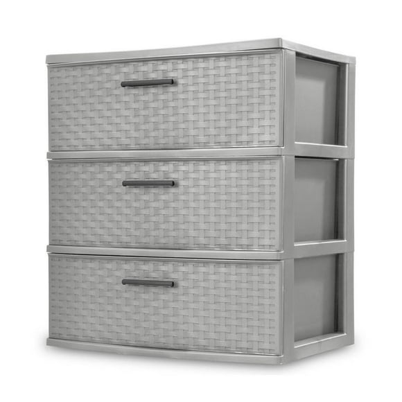 Cajonera Sterilite con 3 Cajones Grandes Diseño Tejida Gris
