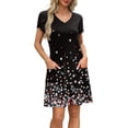 thumbnail image 4 of Women’s Summer Sundress with Pockets Short Sleeve V Neck Swing Midi Dress Casual Loose Fit Vacation Beach Dress, 4 of 6