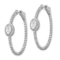 thumbnail image 2 of Sterling Shimmer  Sterling Silver Rhodium-plated 104 Stone CZ Fancy In and Out Oval Hinged Hoop Earrings, 2 of 3