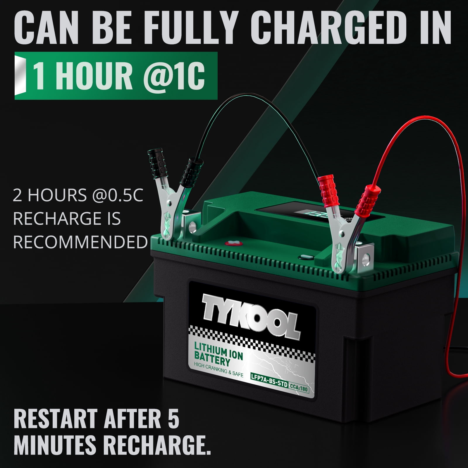 YTX7A-BS Lithium LiFePO4 Motorcycle Battery, 180CCA 12.8V 3Ah,Powersports Battery,for ATV,4 wheeler,quad,dirt bike,Generator,Scooter,Lawn Mower