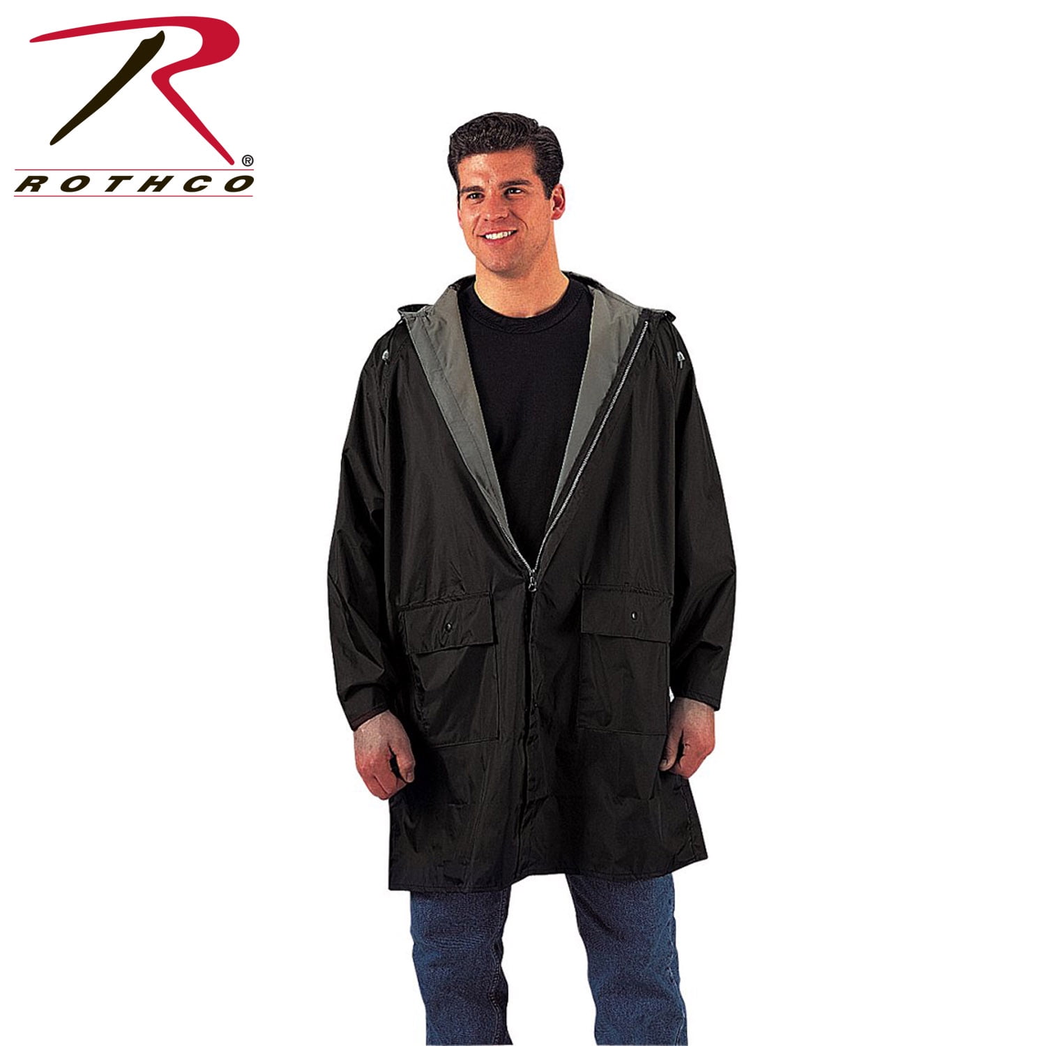 Men's Waterproof Raincoat Lightweight Casual Hooded Rain Coat Long Jacket Loose