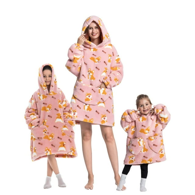 Wearable Blanket Hoodie for Adults Sherpa All Patterns Oversized Sweatshirt Blanket with Pockets
