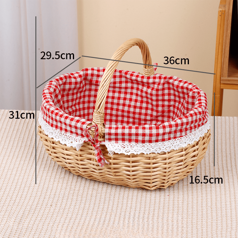 KUNPENG Natural Willow Woven Easter Picnic Gift Basket with Handle, Hand-woven Fruit & Egg Basket for Kitchen Countertop, Decorative Wicker Market Basket for Wedding, 4 Sizes